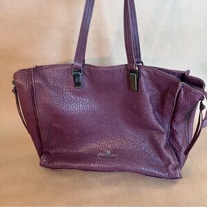 Vince Camuto Riley Large Size Plum Genuine Leather Zip Close Tote Expandable